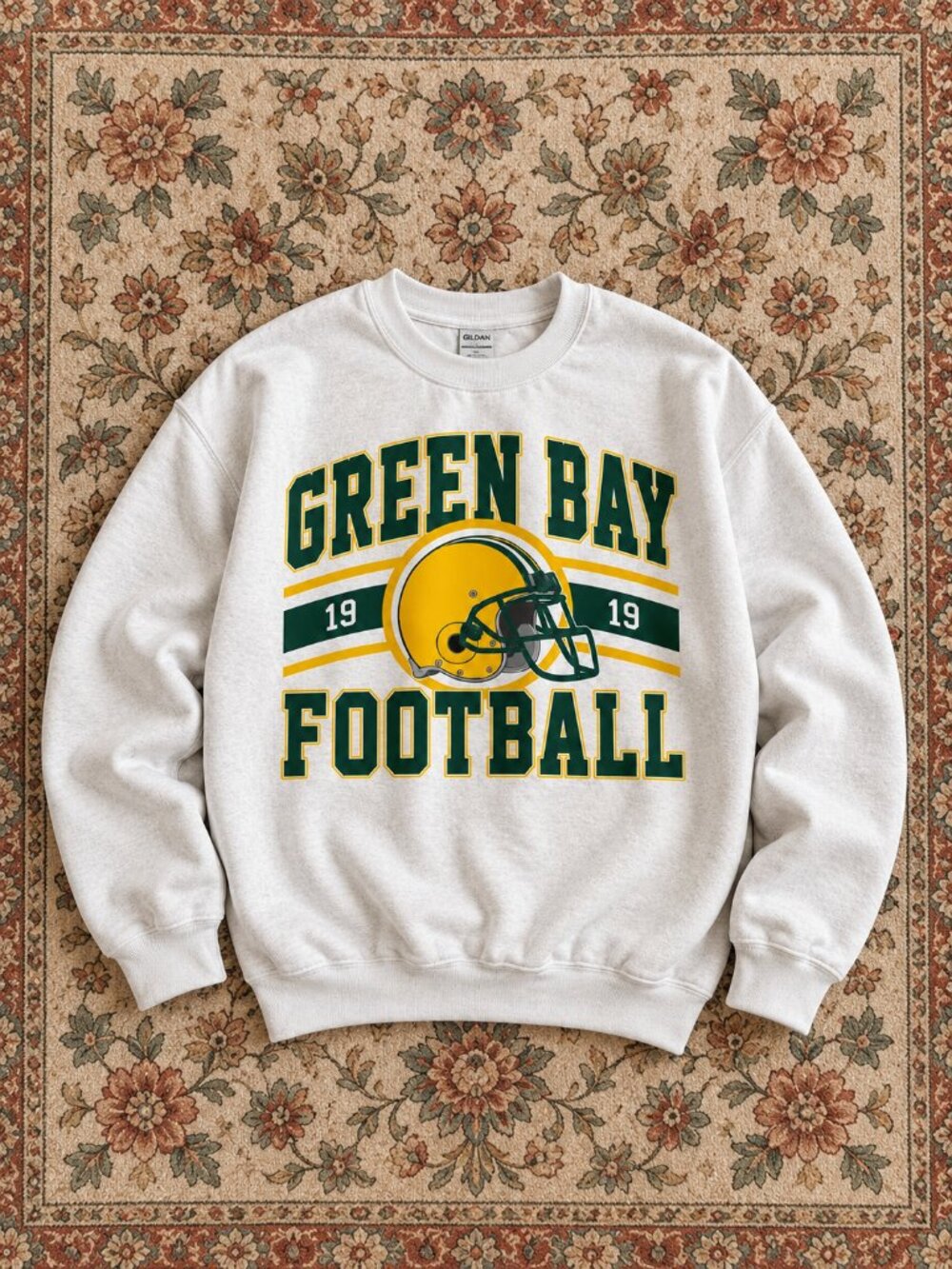 Green Bay Football White Graphic Crewneck Sweatshirt